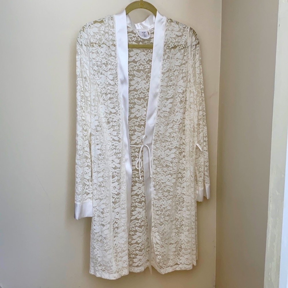 Women’s Apt. 9 Lace & Satin Bridal Robe, White XXL, new without tags